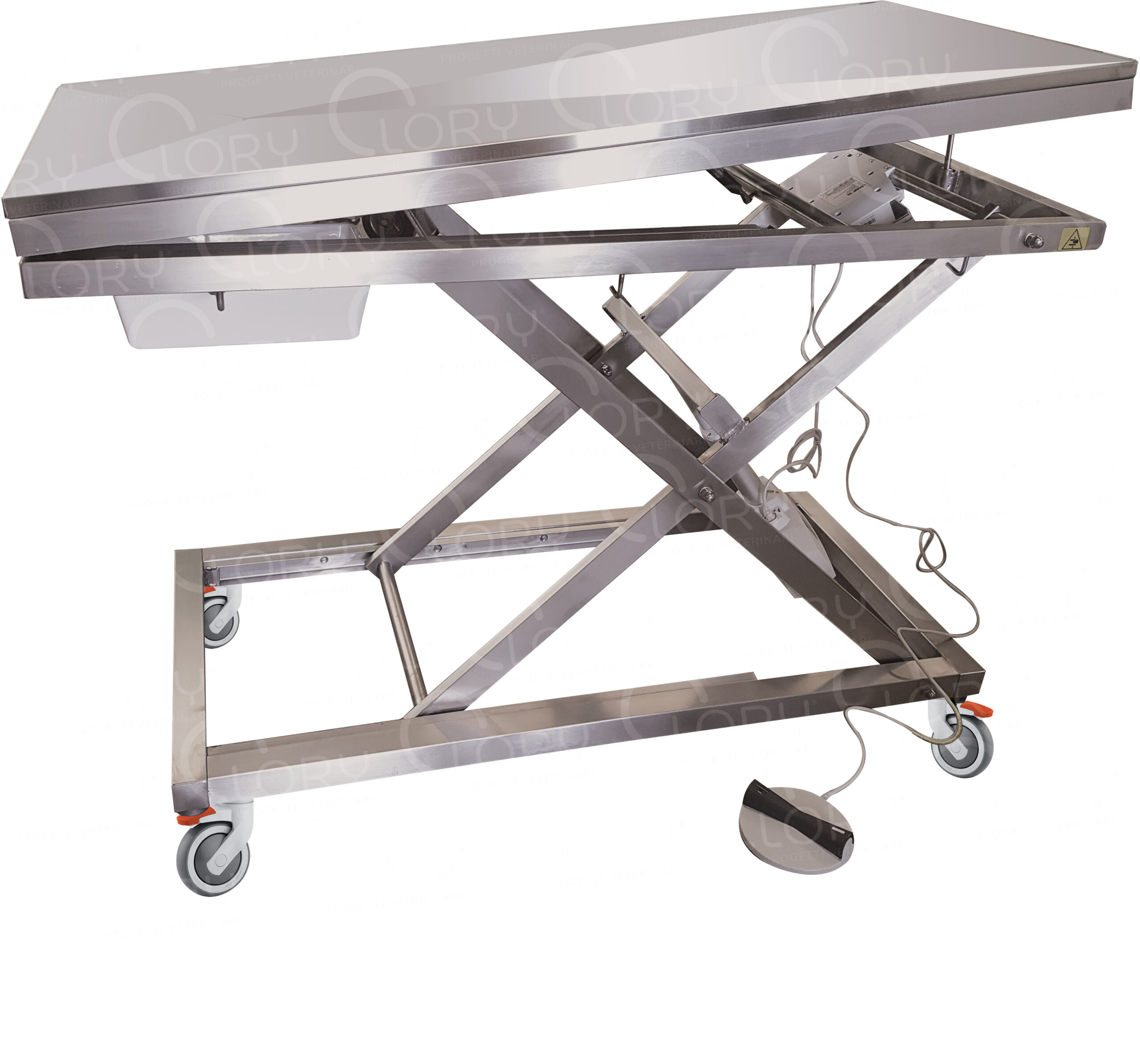 Tavolo Elettrico da Visita Veterinaria in Acciaio Inox AISI 304 con Movimento Trendelenburg mod. Medical Inox Operatory su ruote
