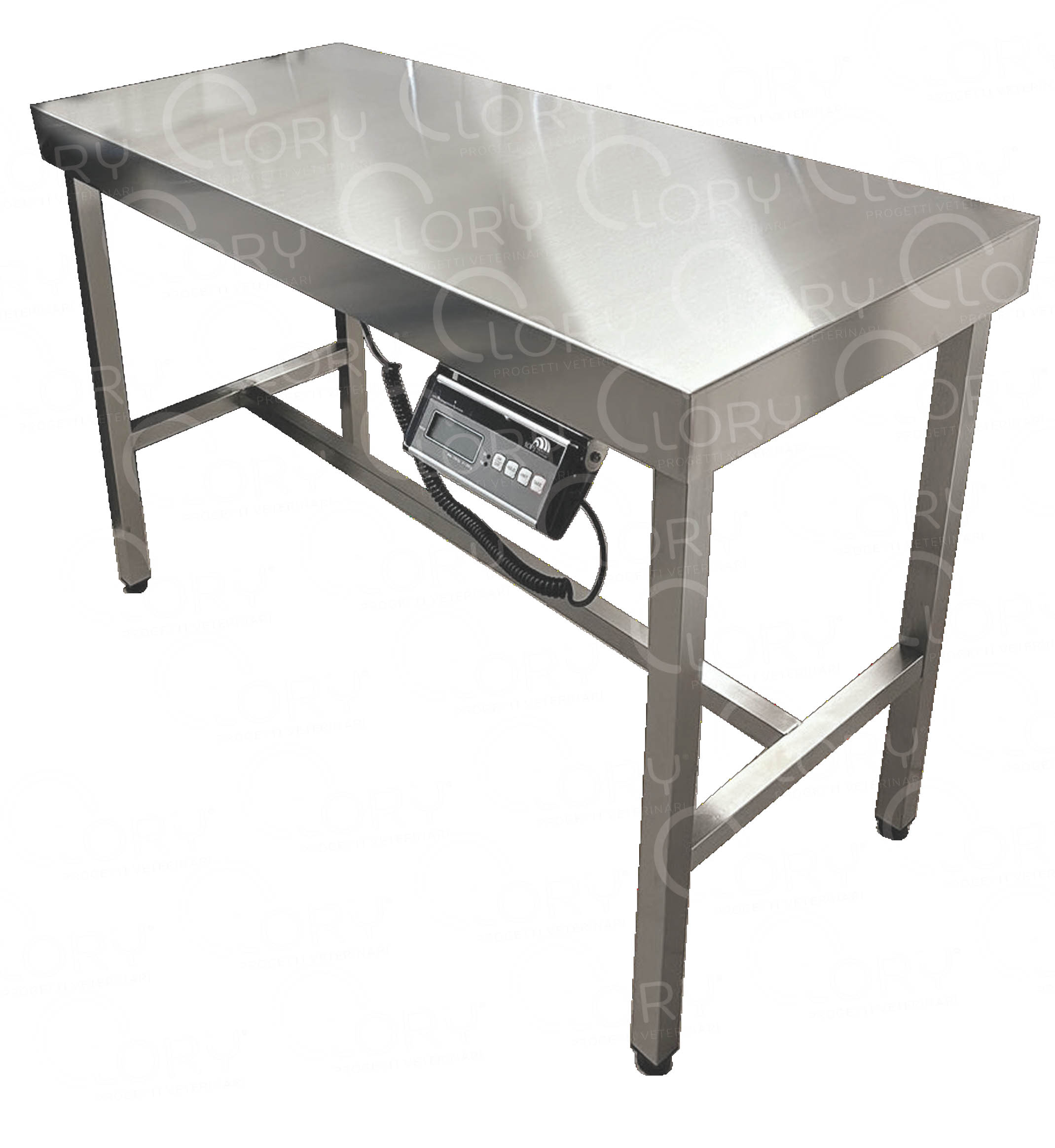 Veterinary examination table with integrated scale in AISI 304 stainless steel