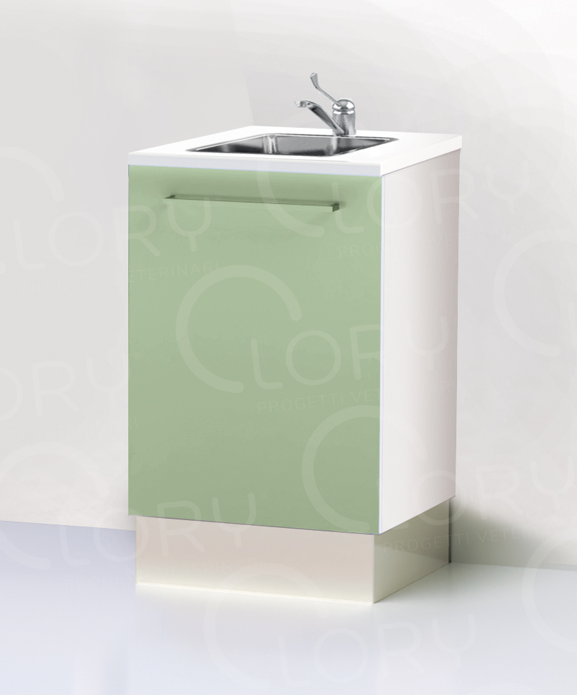 Mobile con lavello inox su zoccolo