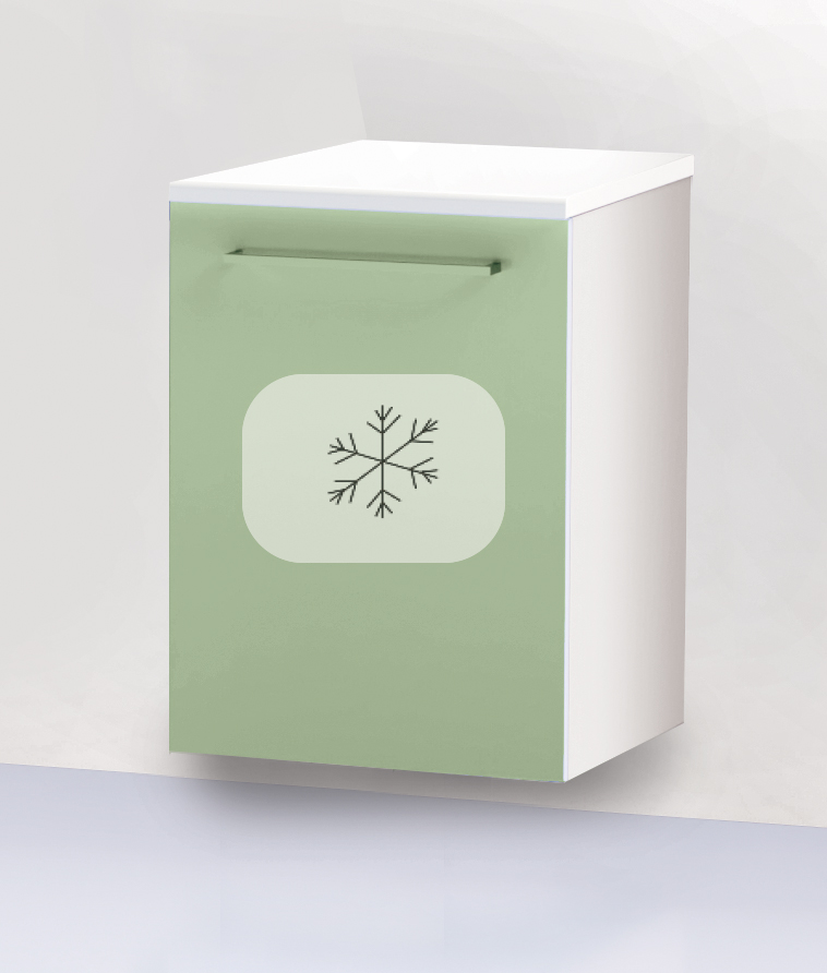 Cabinet with hanging refrigerator