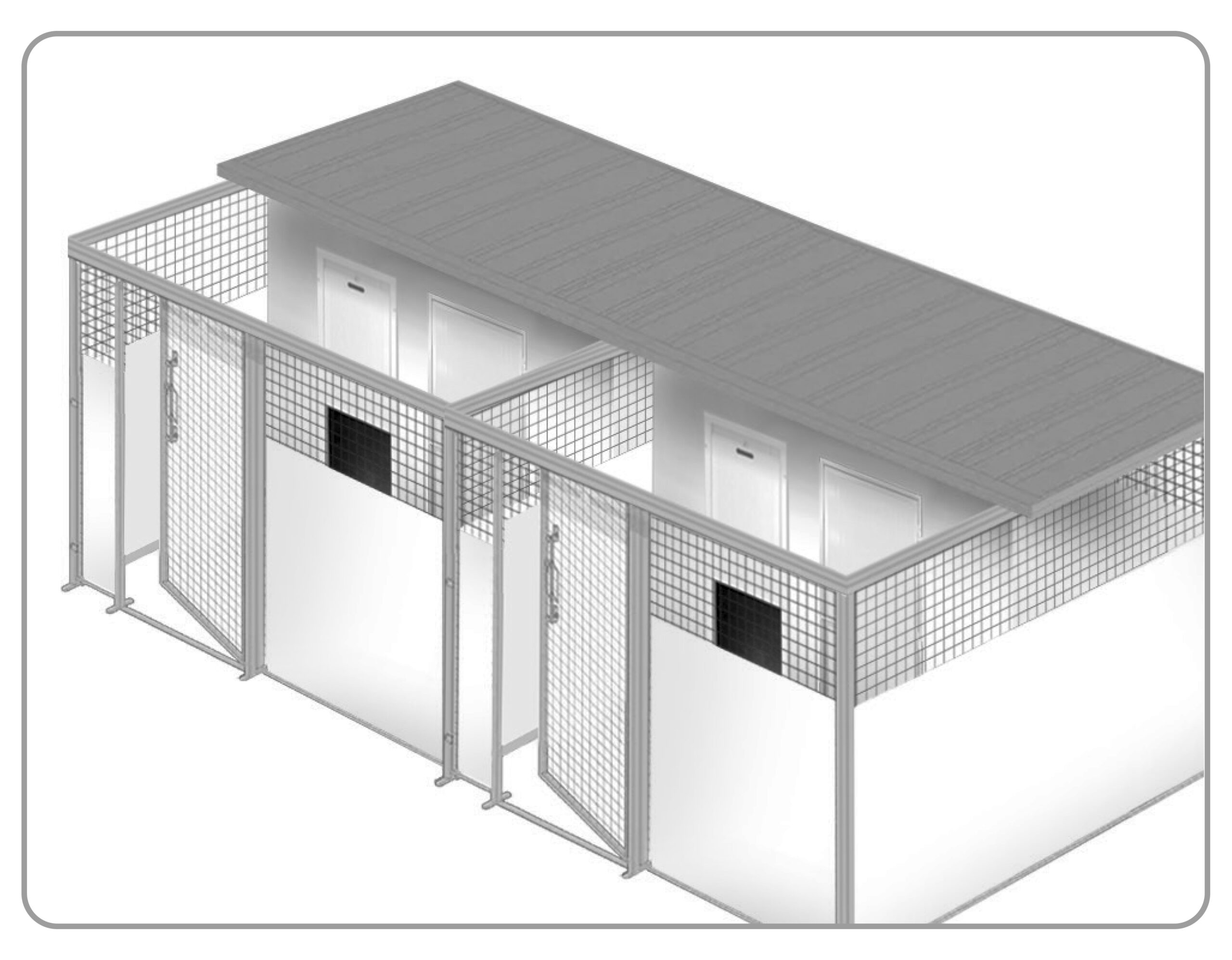 SIDE-BY-SIDE DOG BOX WITH SLEEPING AREA COMPLETE WITH CAT FLAP