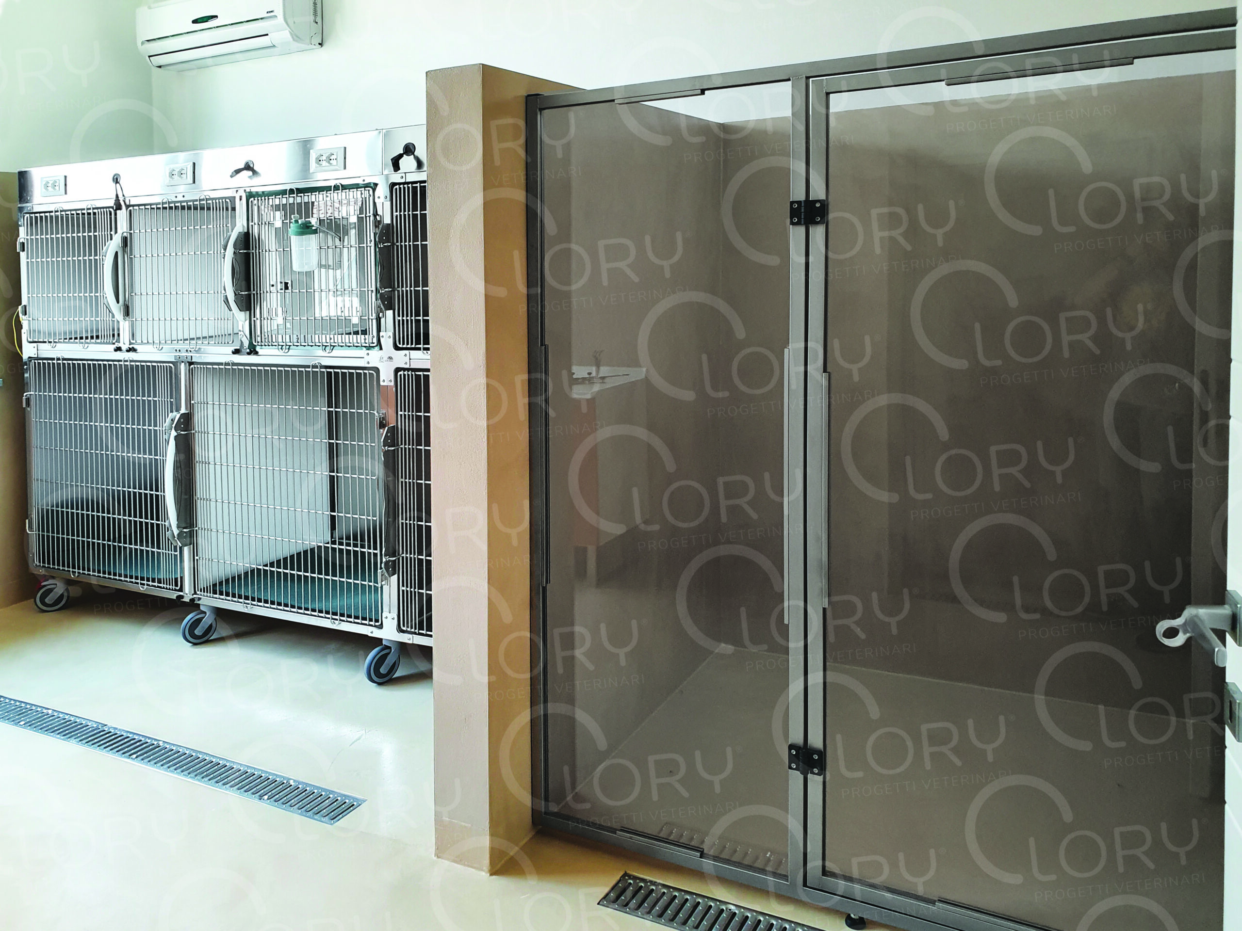 Gabbia degenza veterinaria standard 8 posti in acciaio inox - immagine 2